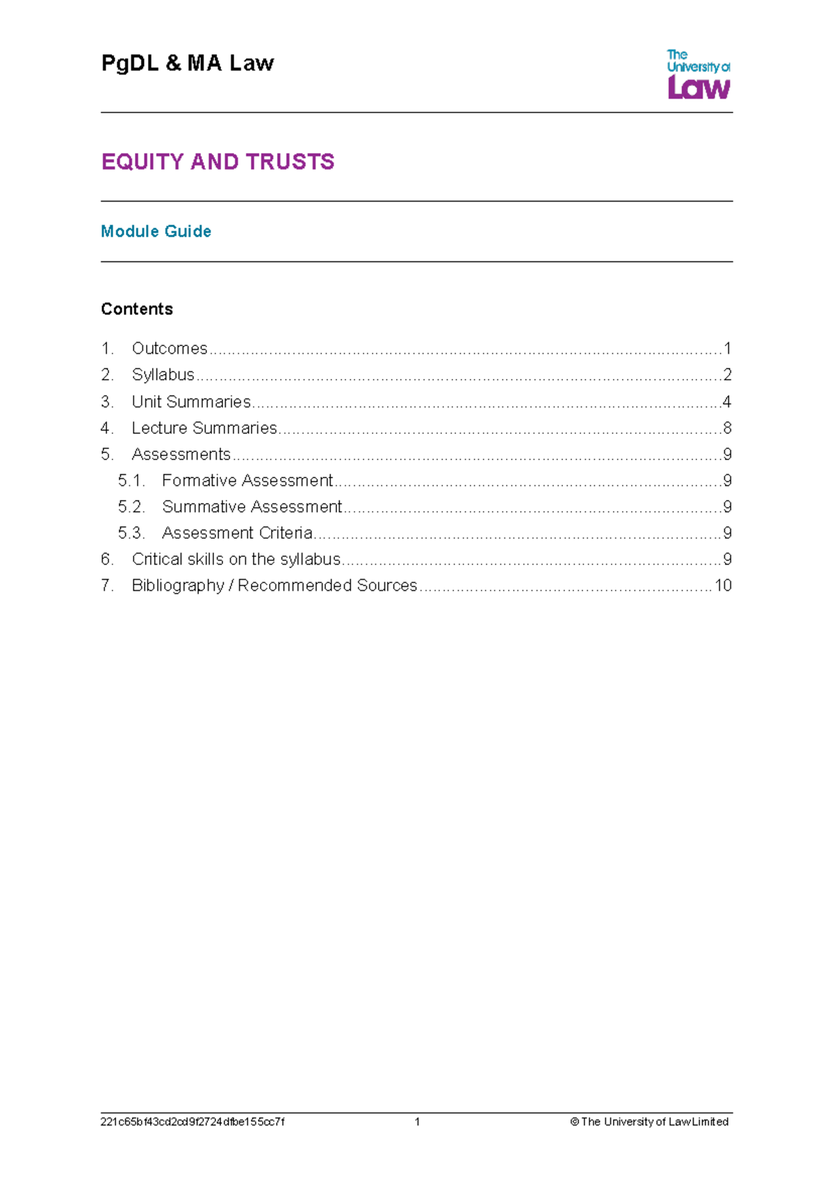 2324 pgdlma eqtr ce01 moduleguide - EQUITY AND TRUSTS Module Guide ...