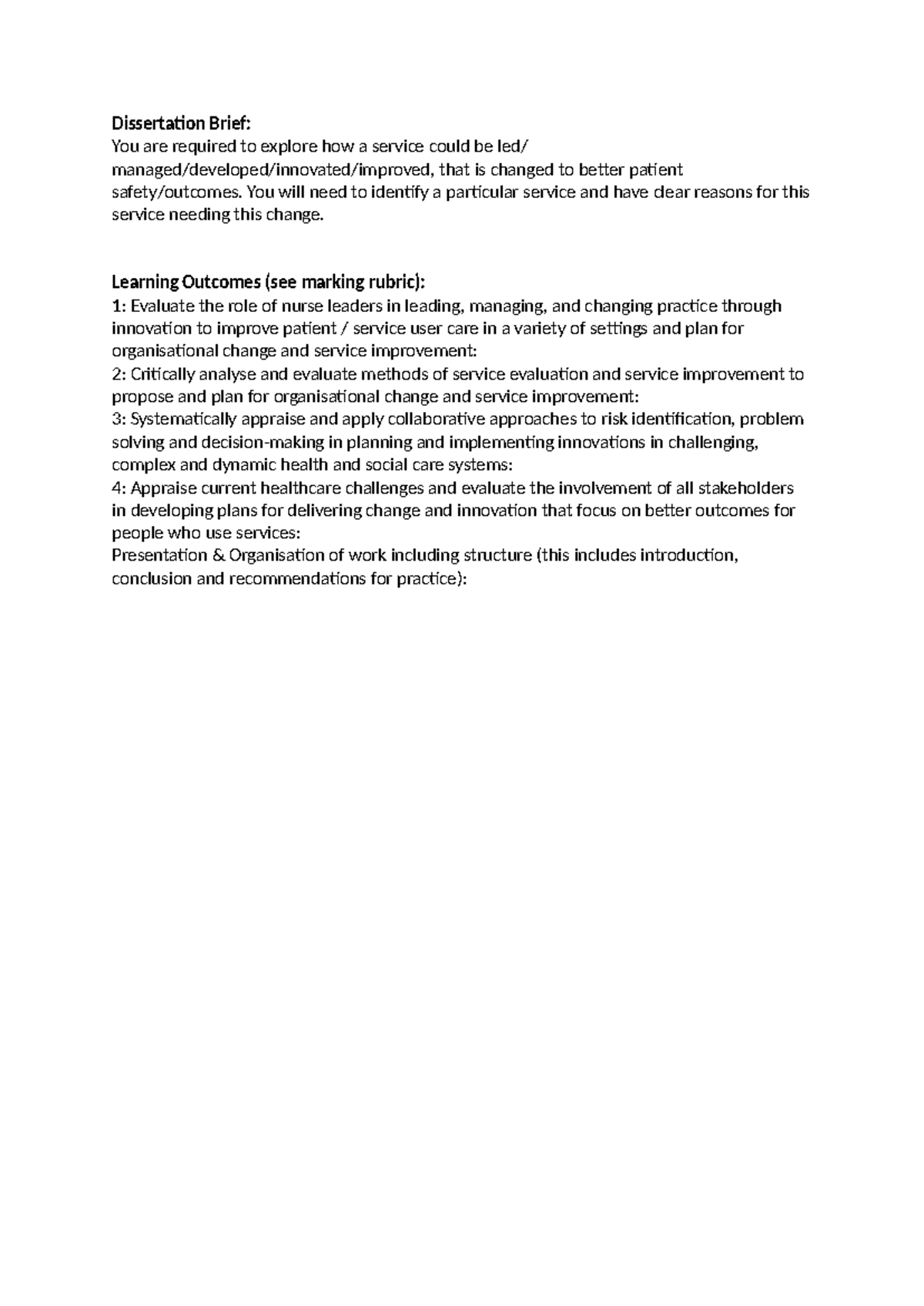 Dissertation brief: Exploring service improvement for better patient ...