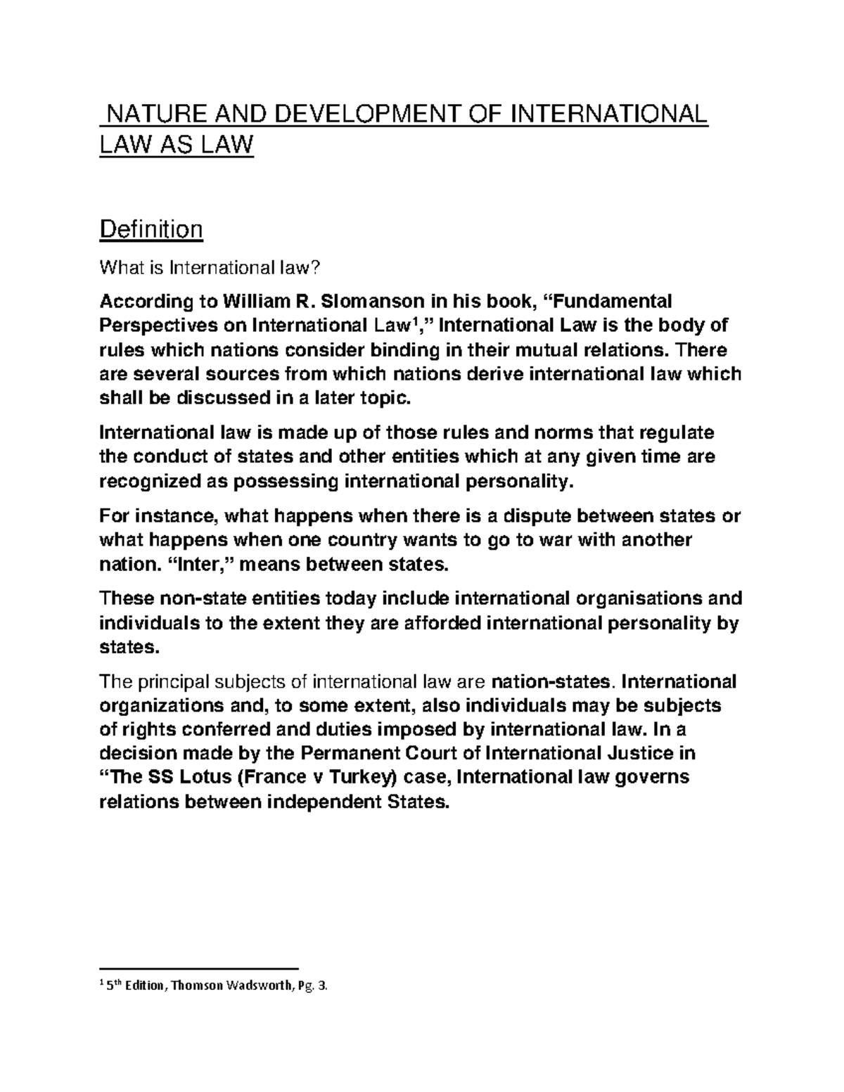 Introduction to International Law (Course Code: INTL 101) - Studocu