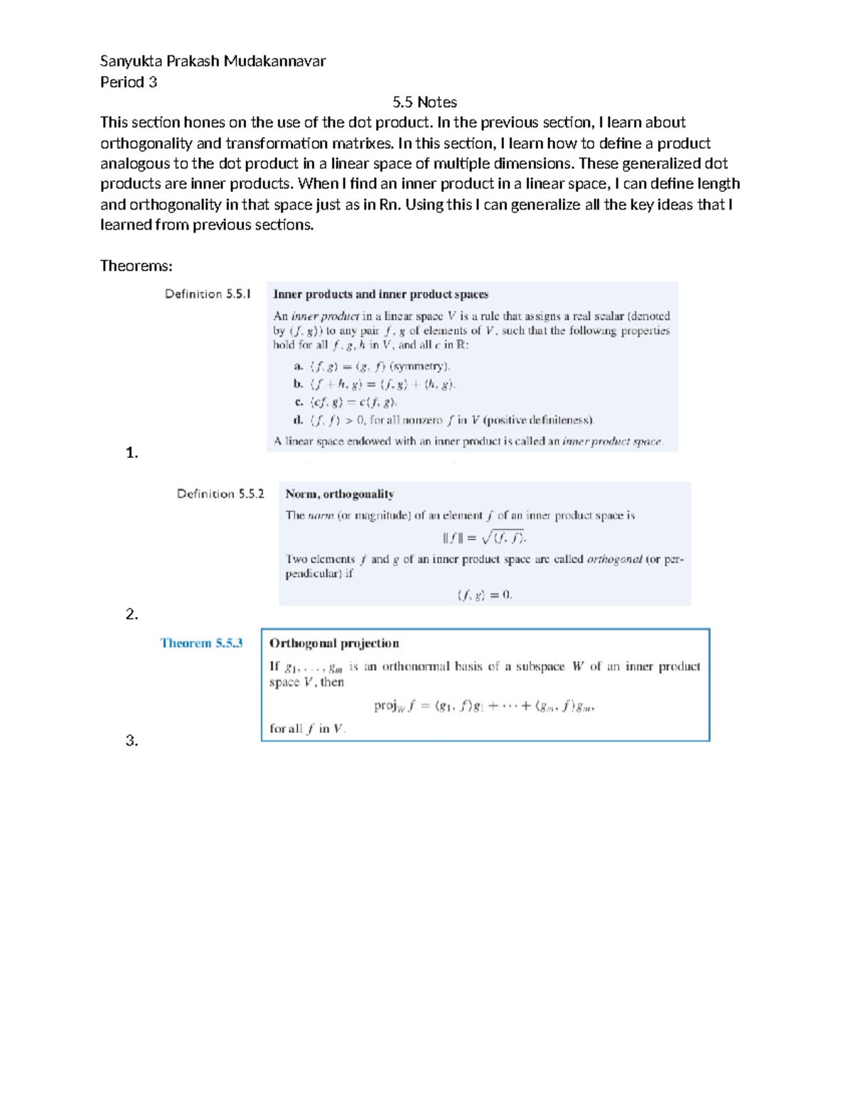 5.5 Lecture Notes on Dot Product & Inner Products in Linear Spaces ...