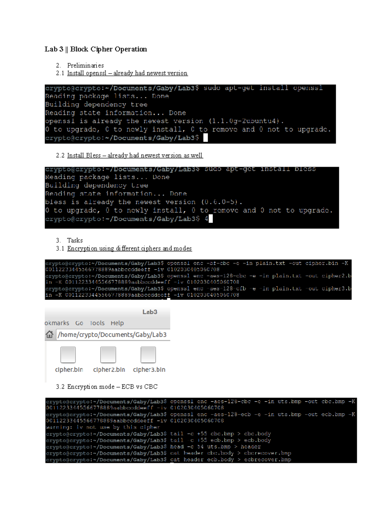 Lab3-5: Block Cipher Operations and IV Properties Explained - Studocu