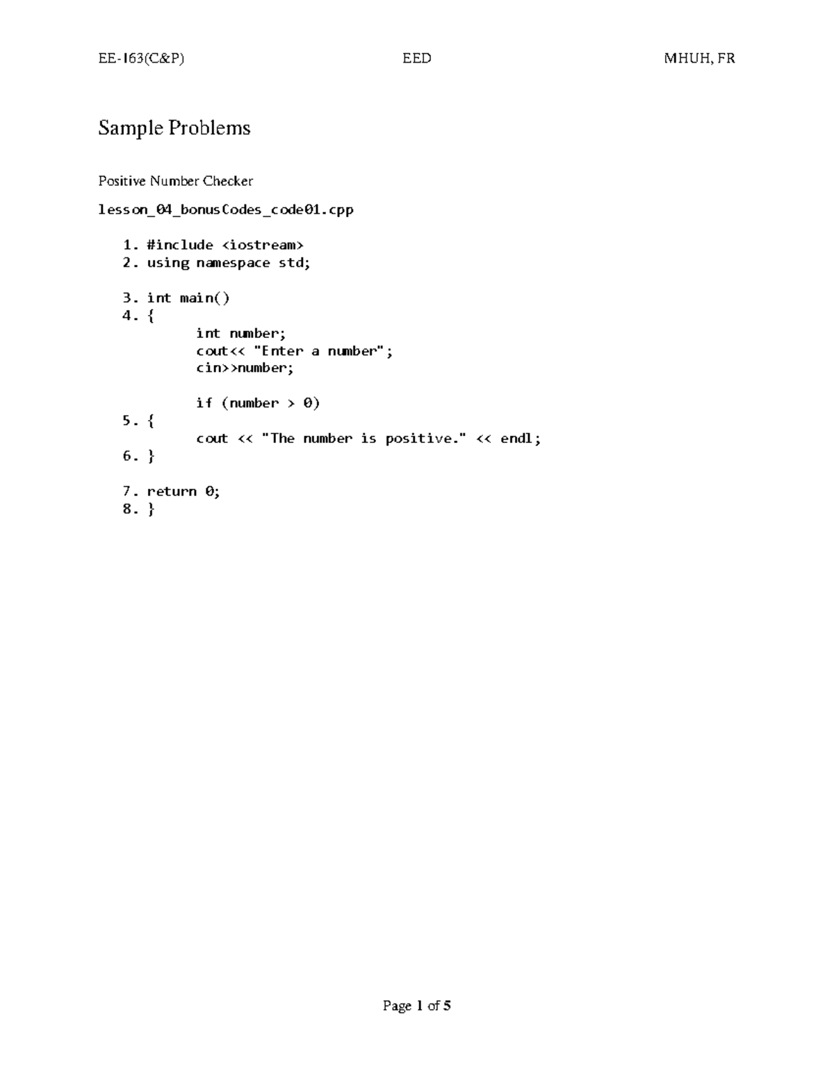 EED Lesson 04 Sample Problems and Code Solutions - Studocu
