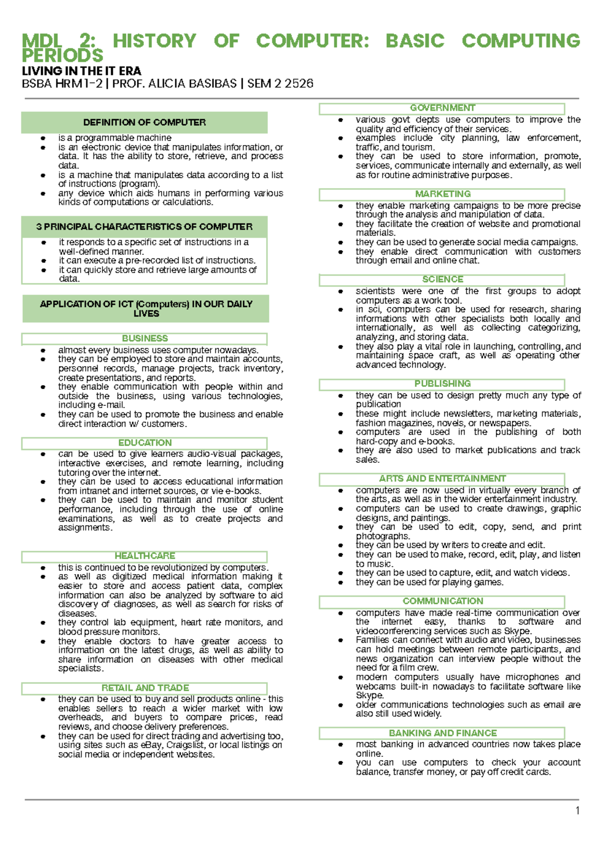 MDL 2: History of Computer - Basic Computing Periods in IT (GEED 012 ...