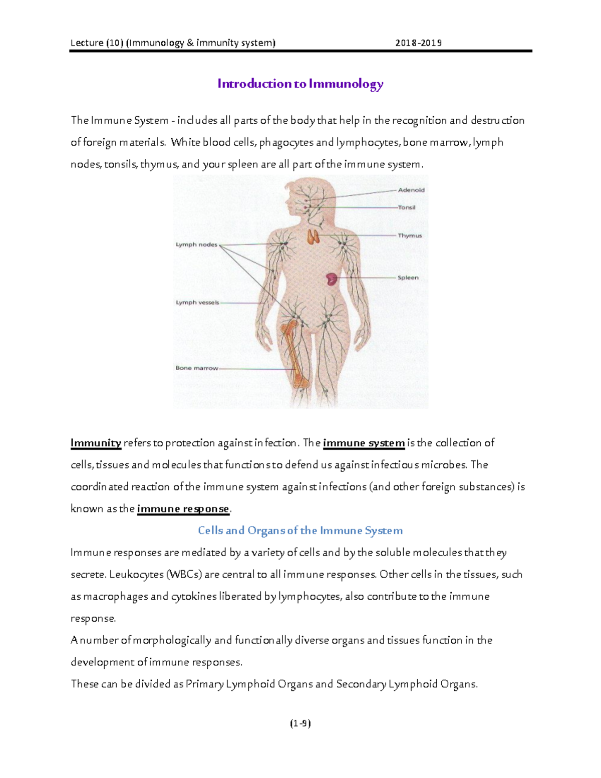 Lecture 10: Introduction to Immunology and the Immune System - Studocu