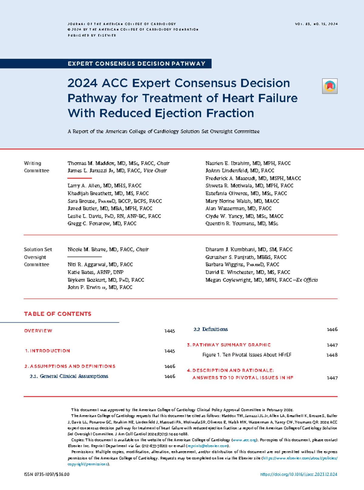 2024 ACC Expert Consensus Pathway for HFrEF Treatment - Studocu