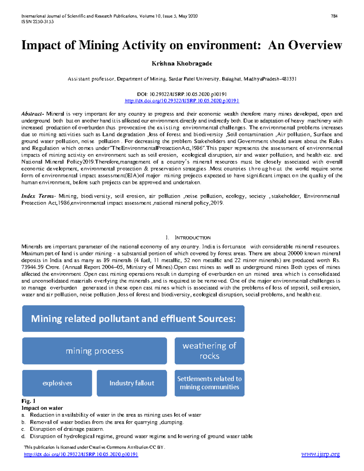 Impact of Mining Activity on environment An Overvi - ISSN 2250- This ...