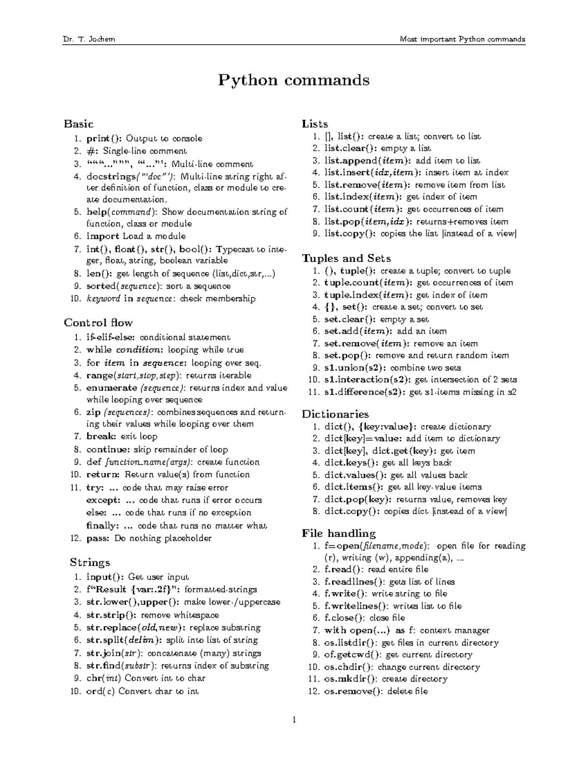 Important Python Commands Overview for CS101 - Studeersnel