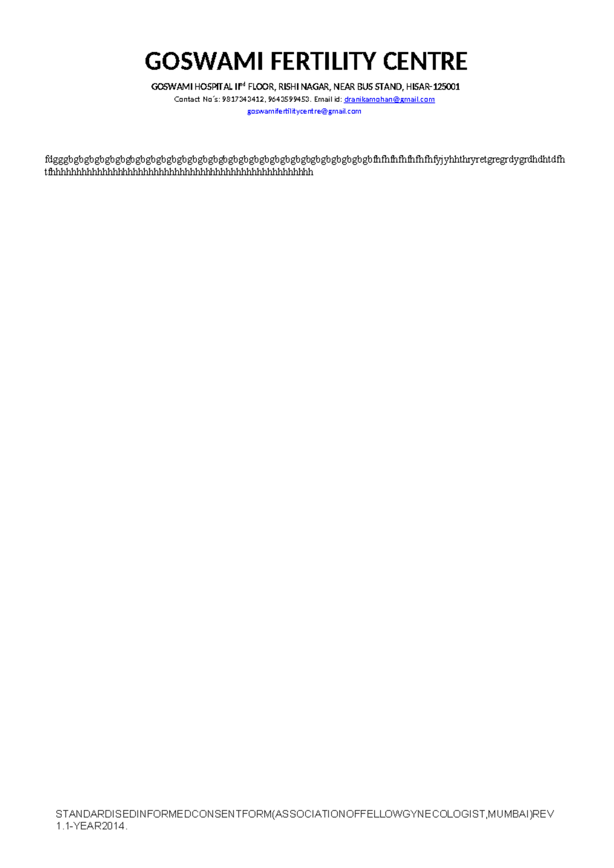 Informed Consent Form for Gynecologic Surgery Procedures (GOSWAMI ...