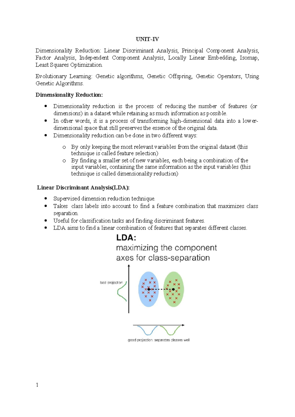 Unit-4 ML: Dimensionality Reduction & Evolutionary Learning Techniques ...