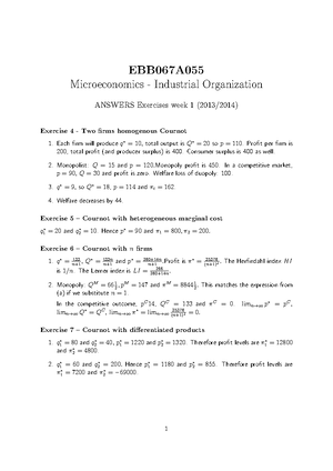 Microeconomics - Industrial Organization - EBB067A05 - RUG