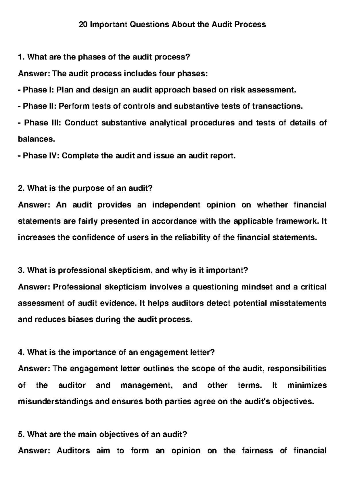 Audit Process Questions - 20 Important Questions About the Audit ...