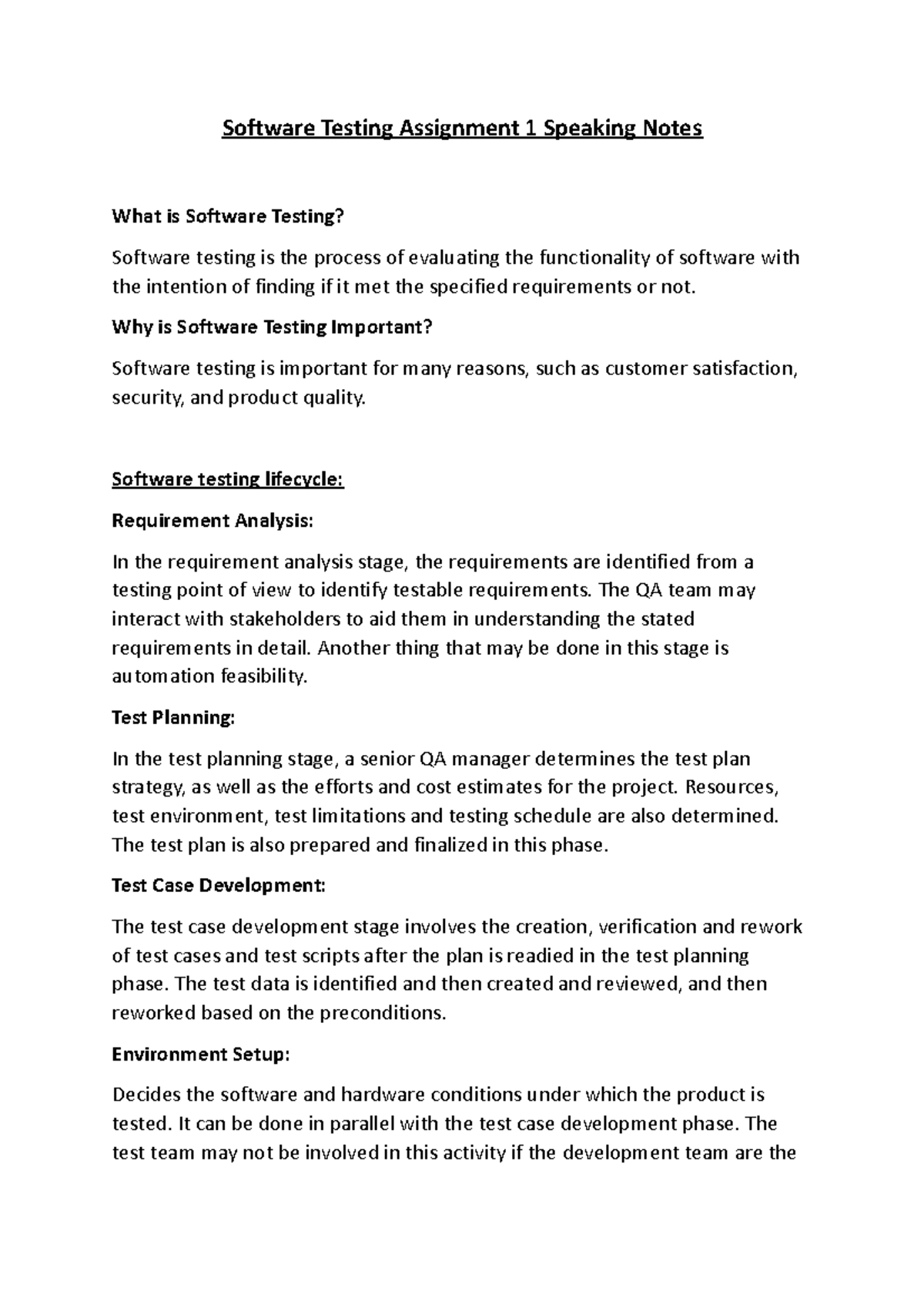 Software Testing Assignment 1 Speaking Notes - Why is Software Testing ...