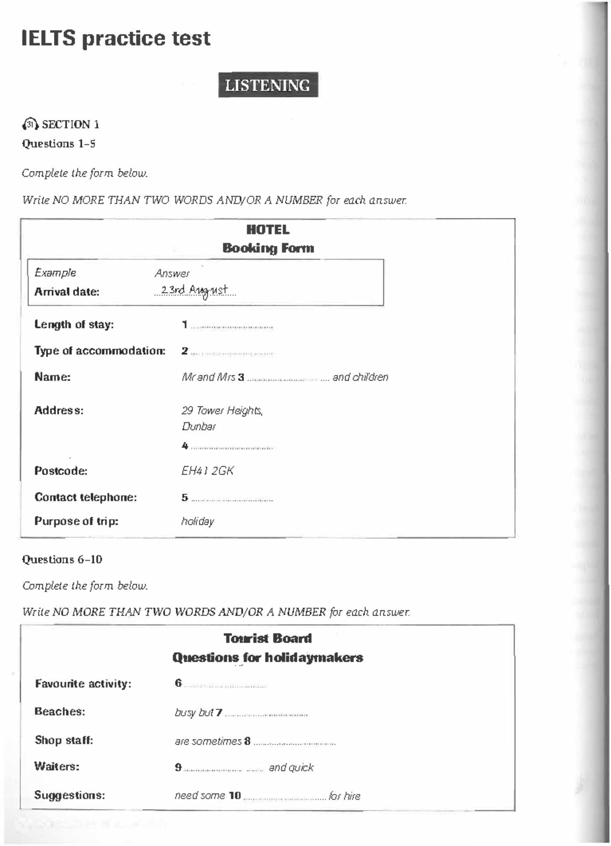 IELTS Listening & Reading Practice Test Guide - Studocu