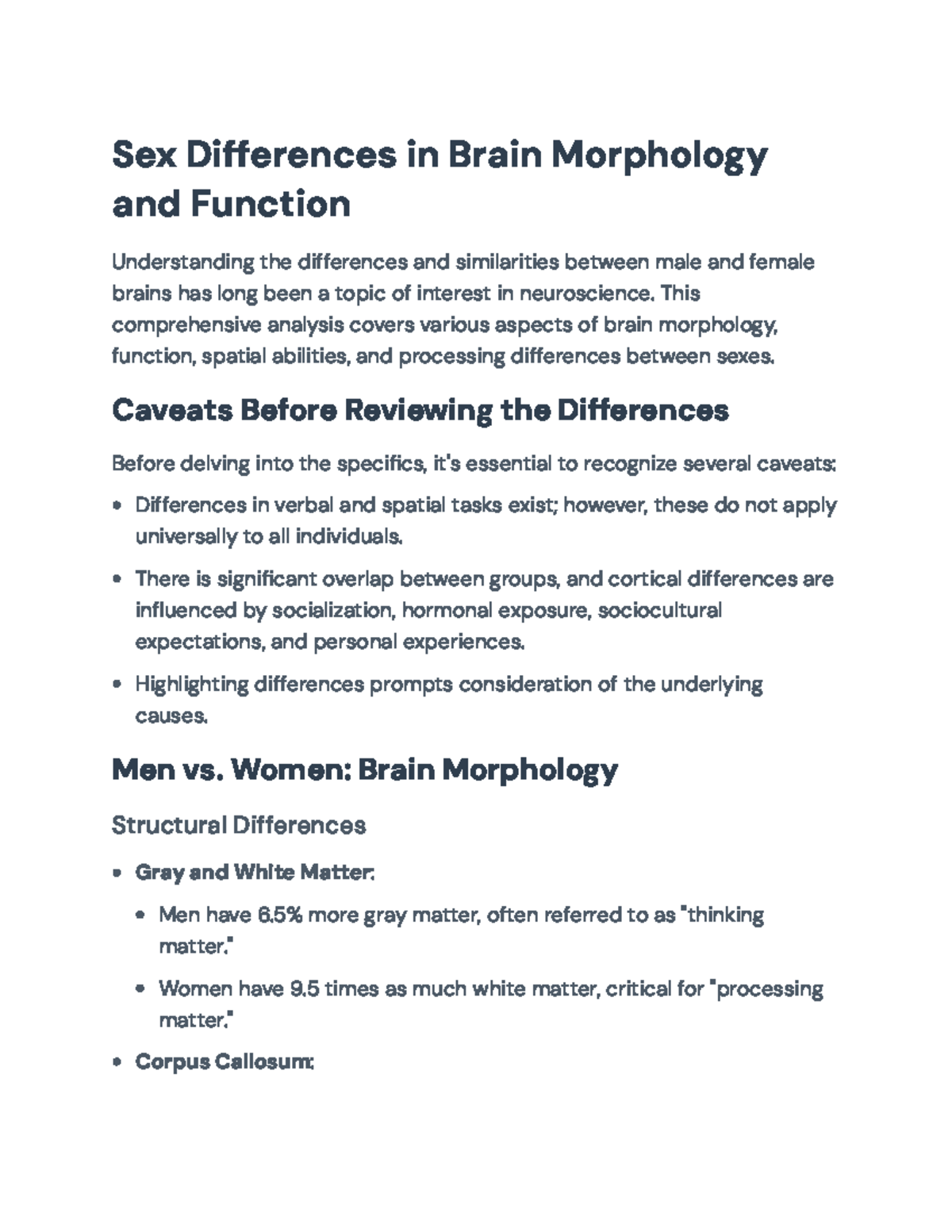 Sex Differences in Brain Morphology and Function Analysis - Sex ...