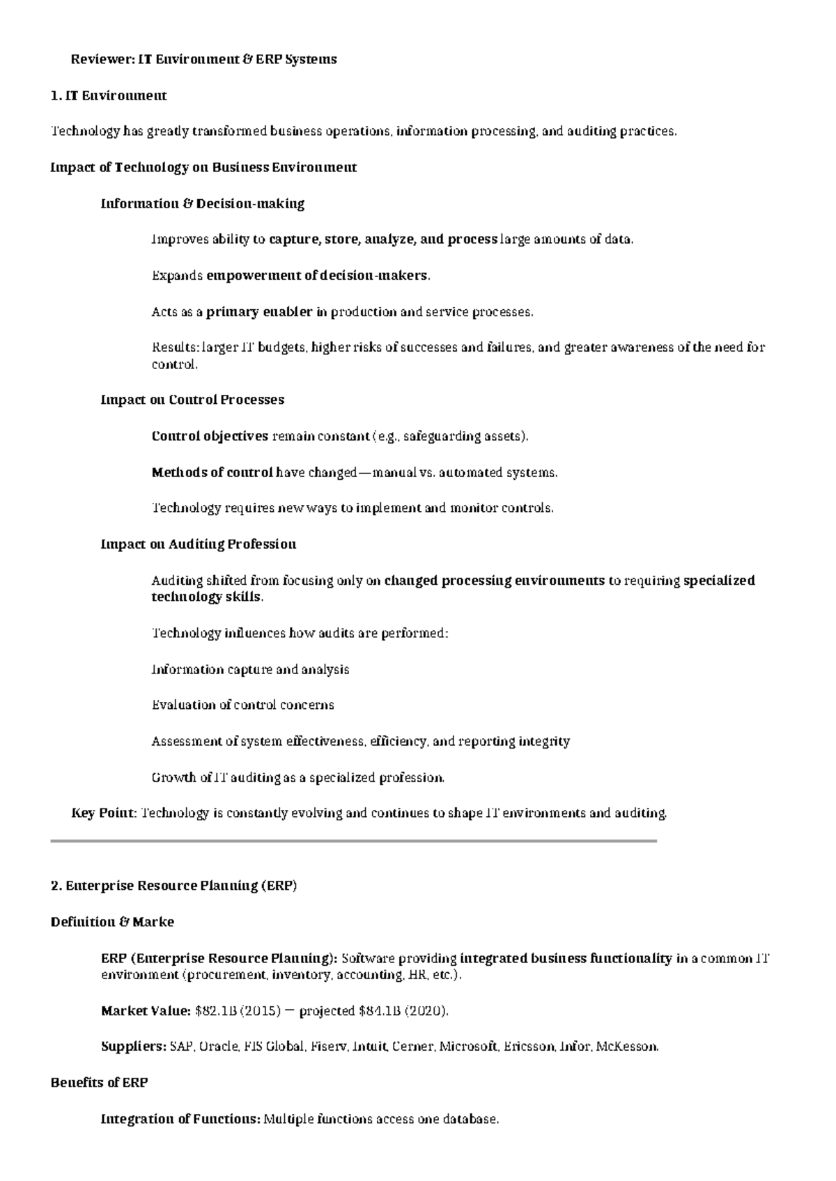 Chapter 1 Notes: IT Audit Overview and Key Concepts - Studocu