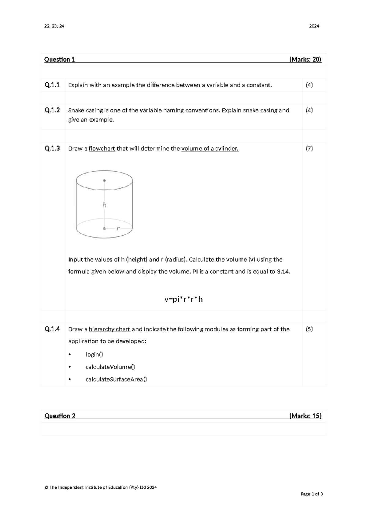 PRLD5121 T Surprise Test: Variables, Constants, and Flowcharts - Studocu