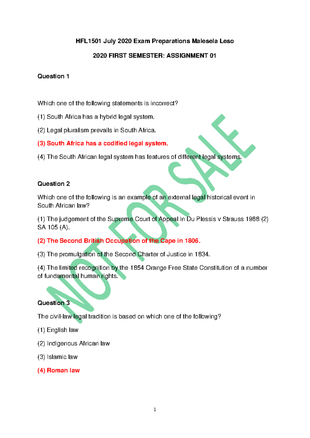 HFL1501 2020 Final Exam Preparation Questions and Answers - Studocu