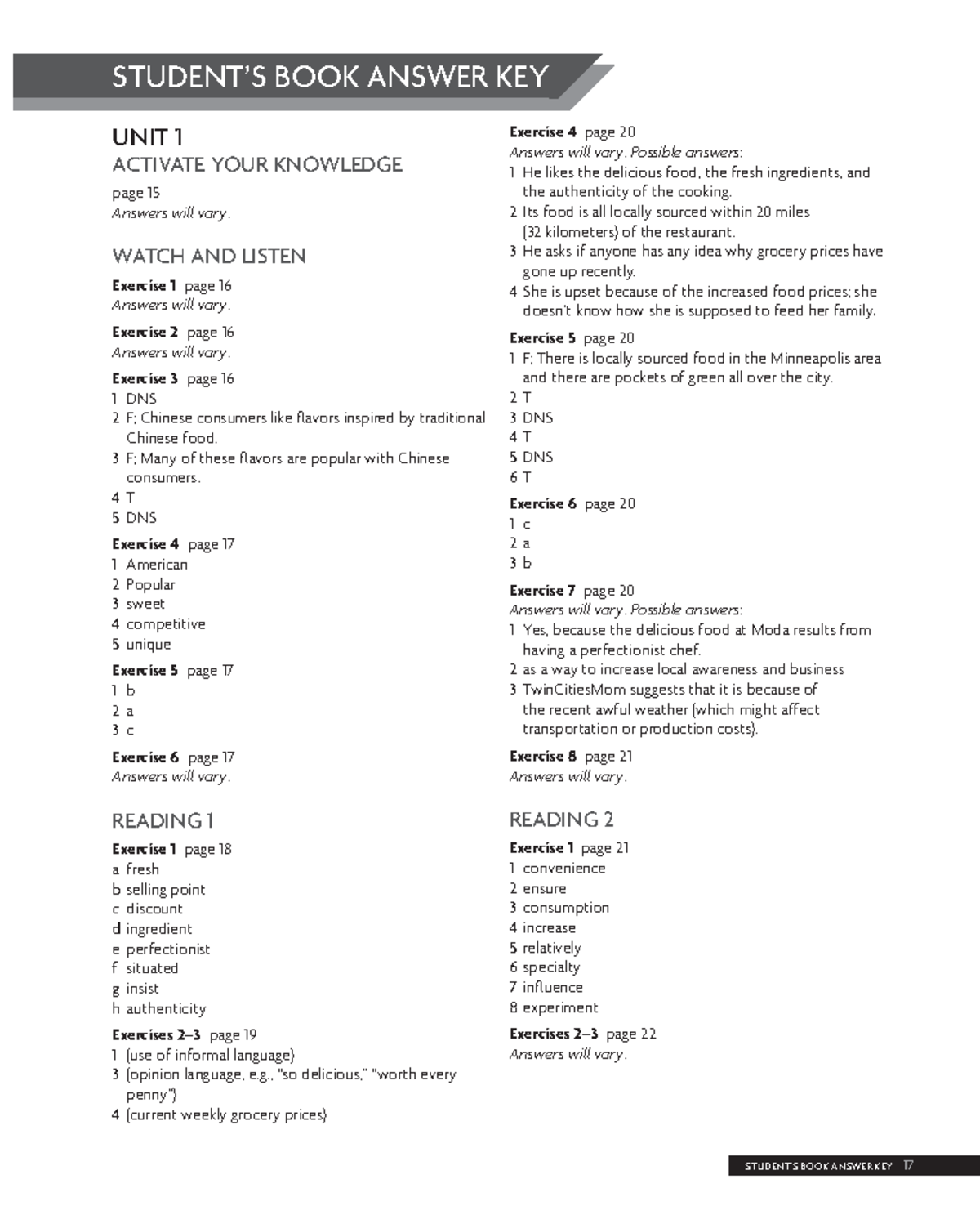 Prism 3 Answer Key: Unit Exercises & Answers - Studocu