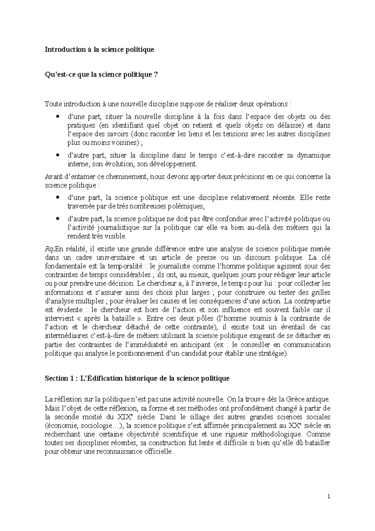 Introduction à la science politique 1 : Concepts et Évolution ...