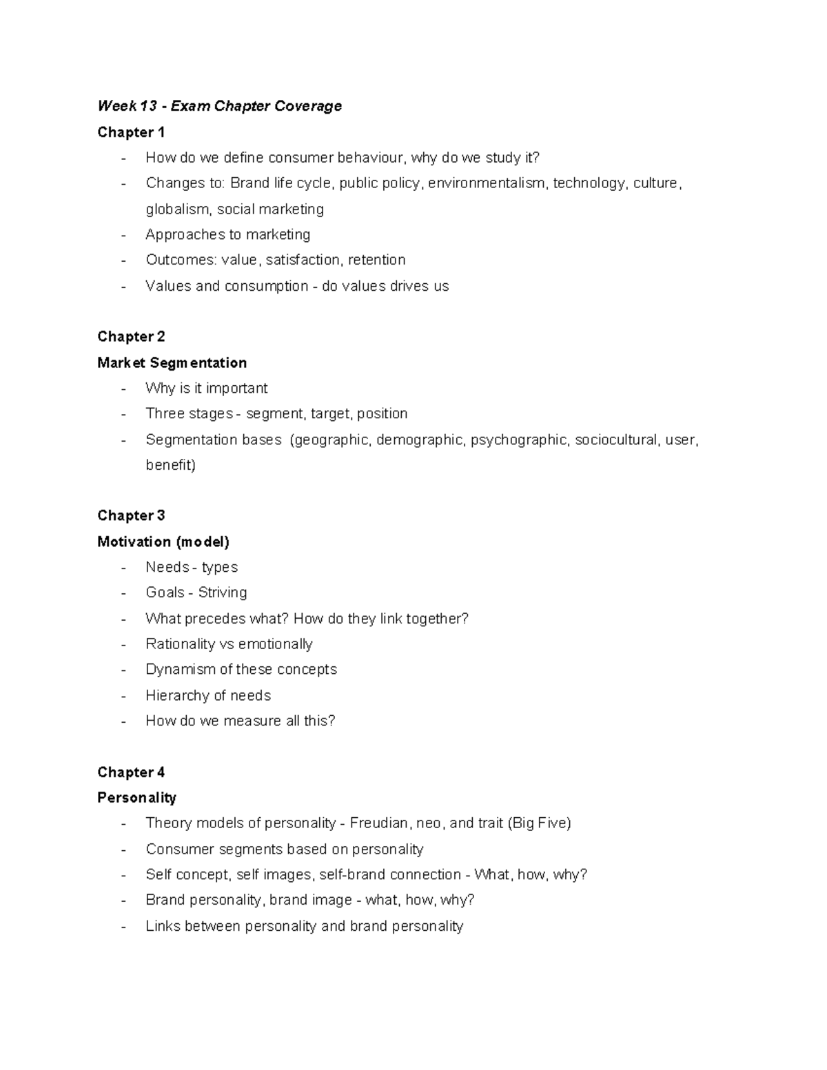 MKGT1003 Final Exam Cheat Sheet: Consumer Behavior Insights and ...