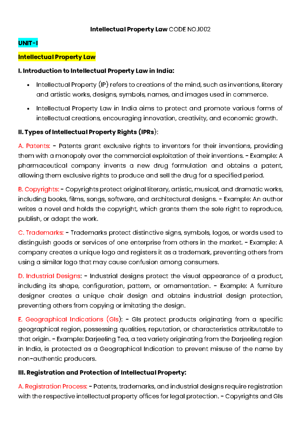 Intellectual Property Law 1002: Comprehensive Notes for LLB 6th ...