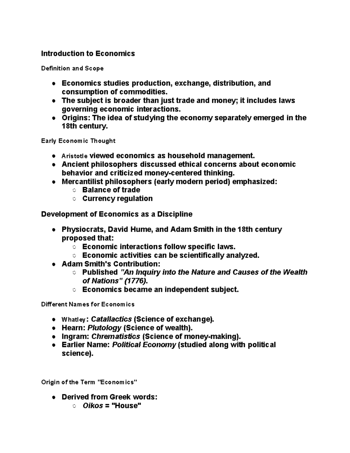 Eco notes - Introduction to Economics Definition and Scope Economics ...