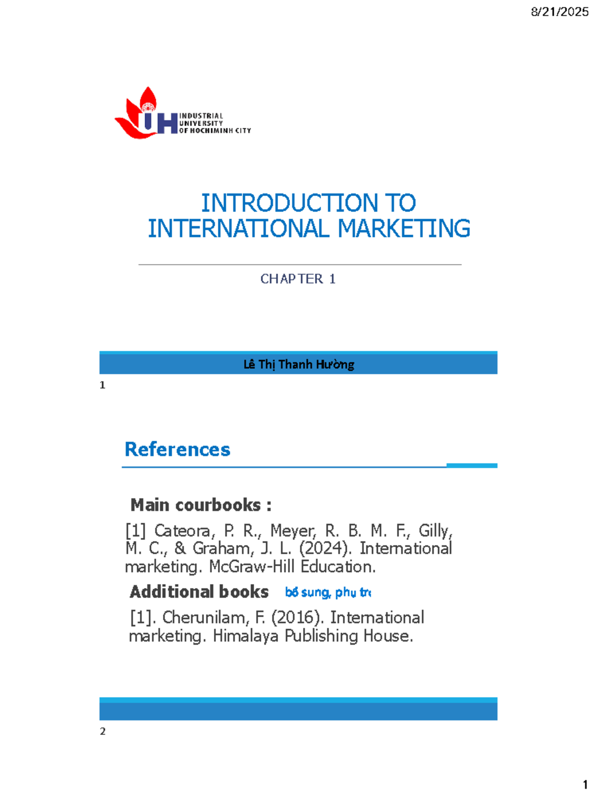Chap 1 - Intro to International Marketing: Key Concepts & Trends - Studocu