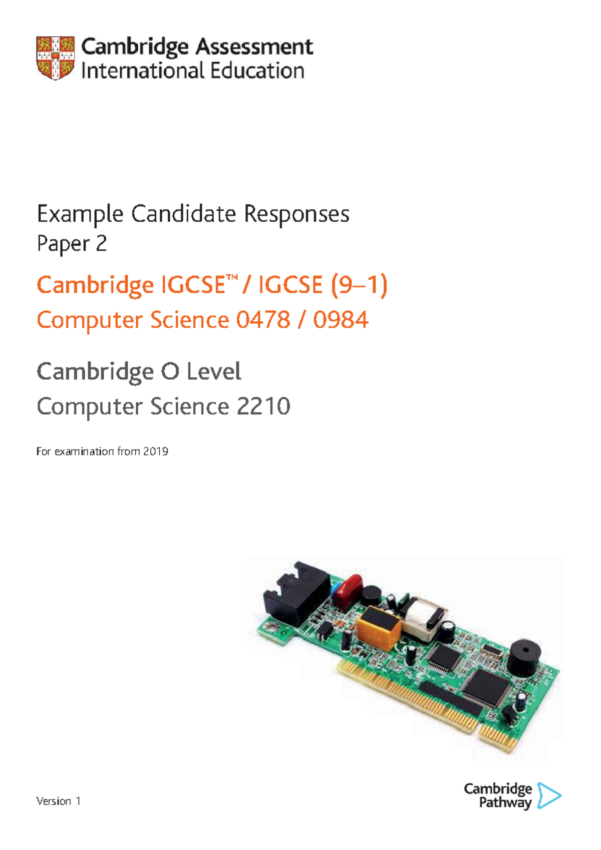 Example Candidate Responses Paper 2 for Cambridge IGCSE Computer ...