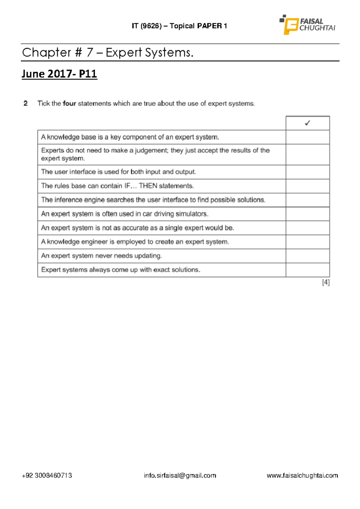Chapter 7 - Expert Systems Key Questions & Answers - Studocu