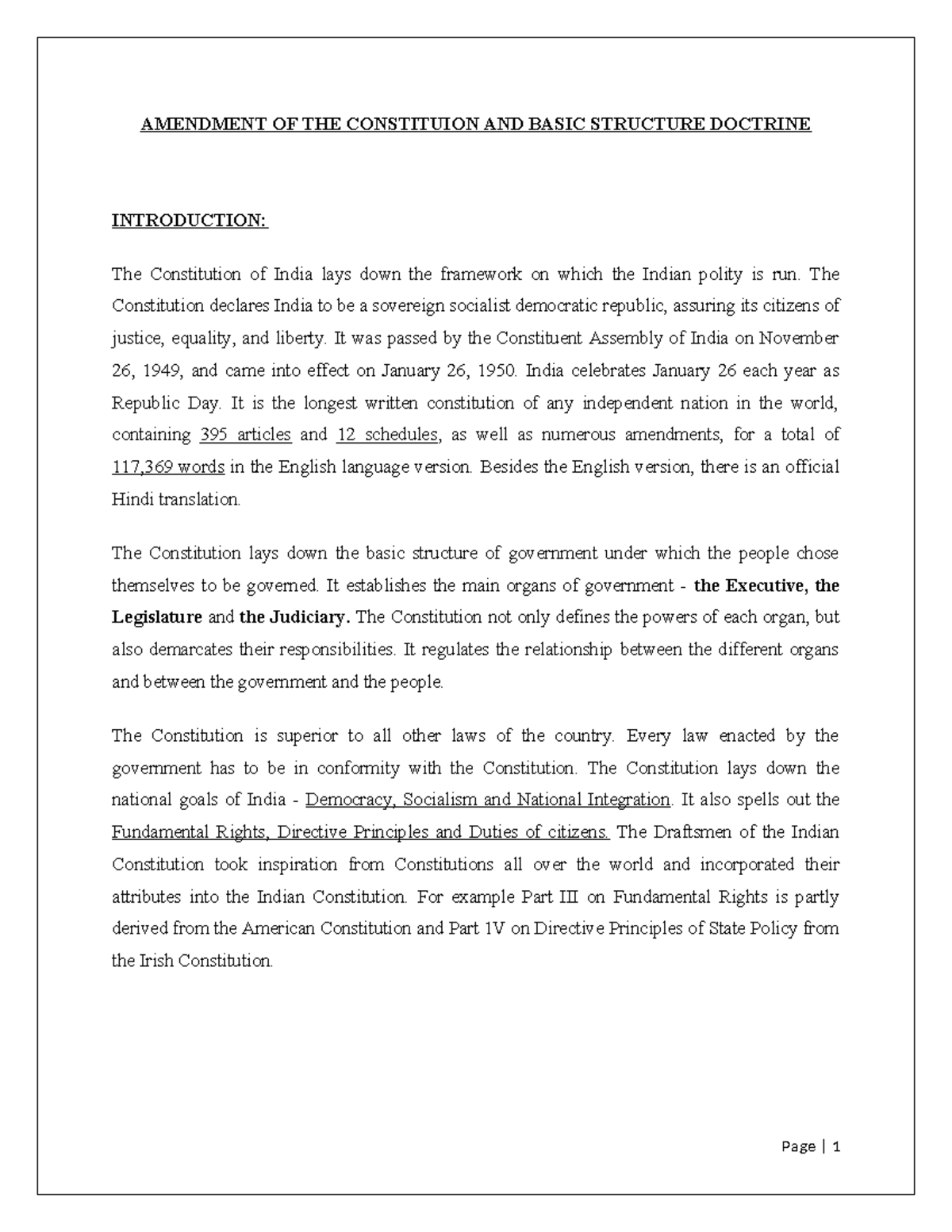 Amendment of the constitution and basic - AMENDMENT OF THE CONSTITUION ...