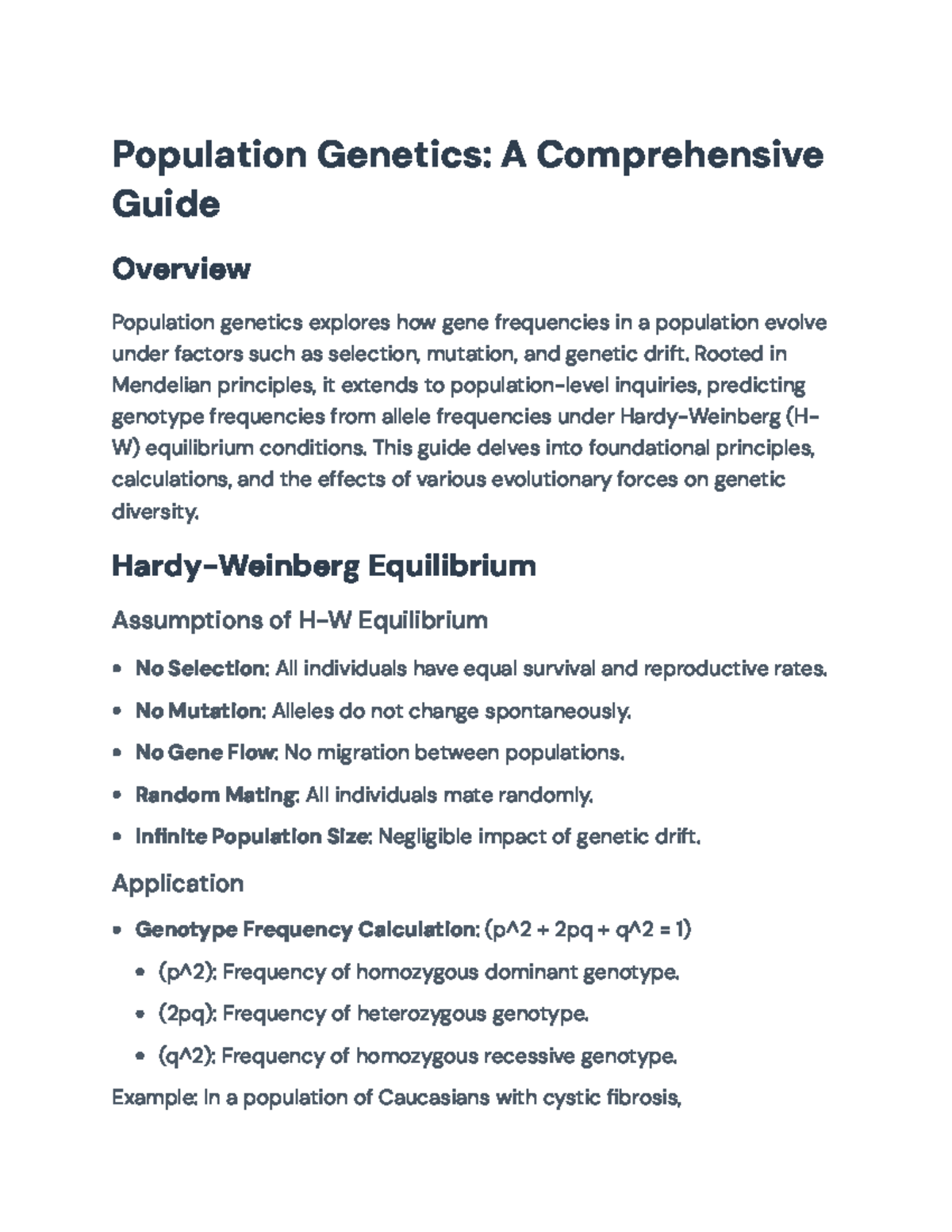 Population Genetics: Key Concepts and Applications Guide (BIO101 ...