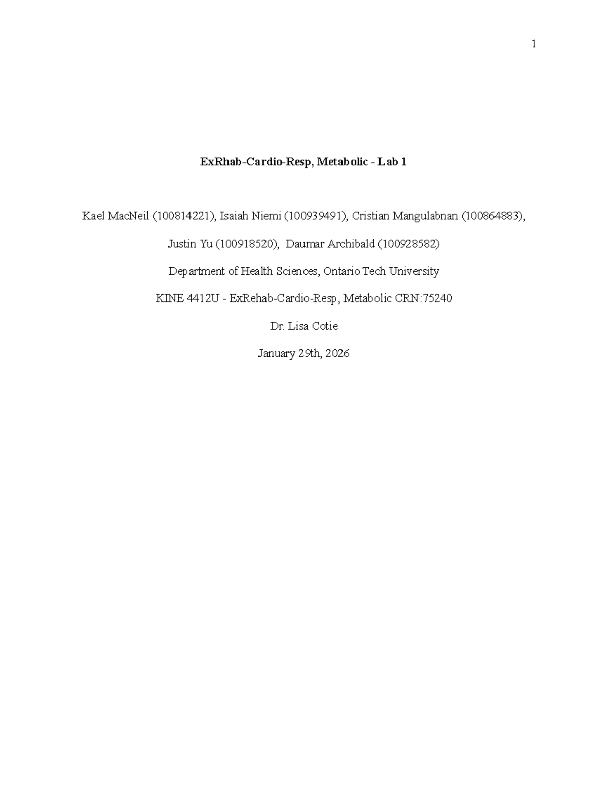 Metabolic Lab Report: Heart Rate & Blood Pressure Analysis (4412U ...