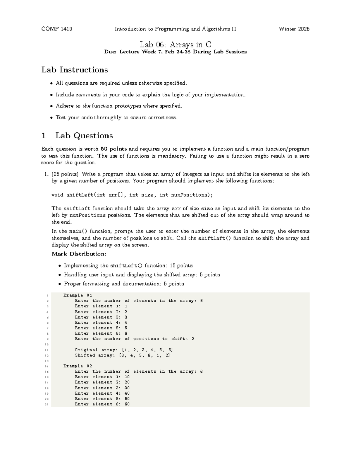 Lab 6 - LAB for 2D Array - COMP 1410 Introduction to Programming and ...