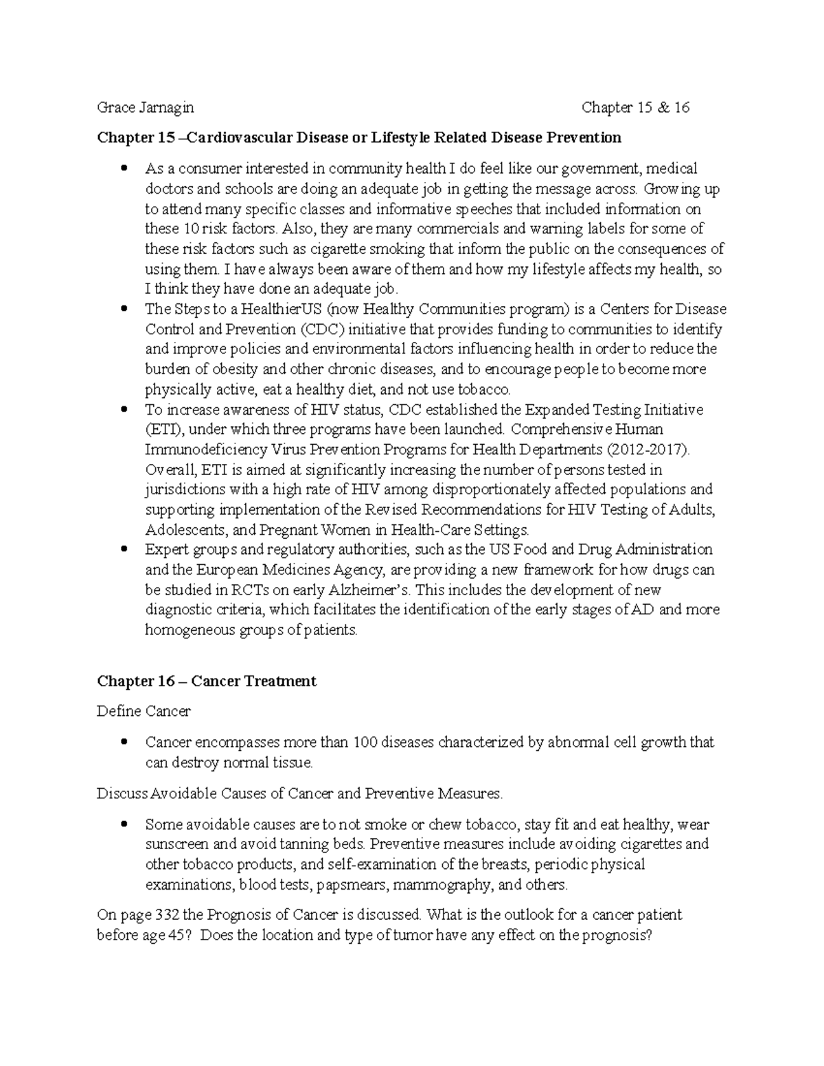 CHS 305: Chapters 15 & 16 - Cardiovascular Disease and Cancer Treatment ...