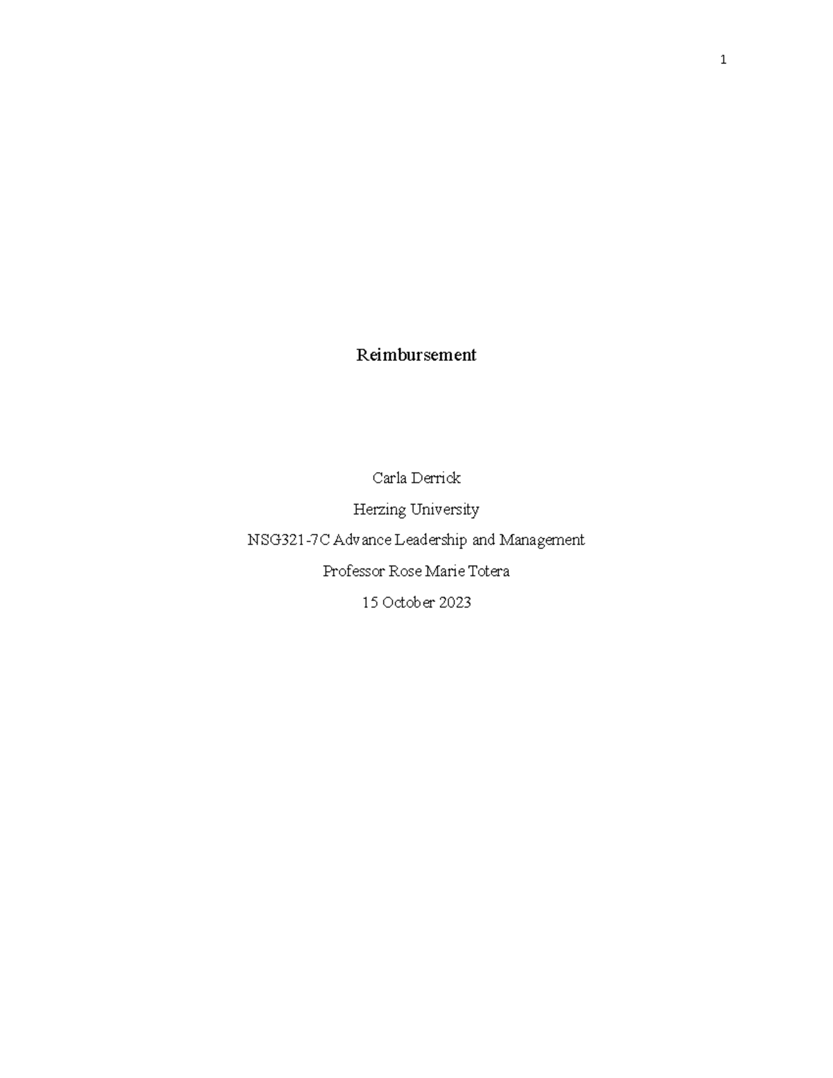 NSG321-7C Unit 6 Midterm Assessment on Hospital Reimbursement - Studocu