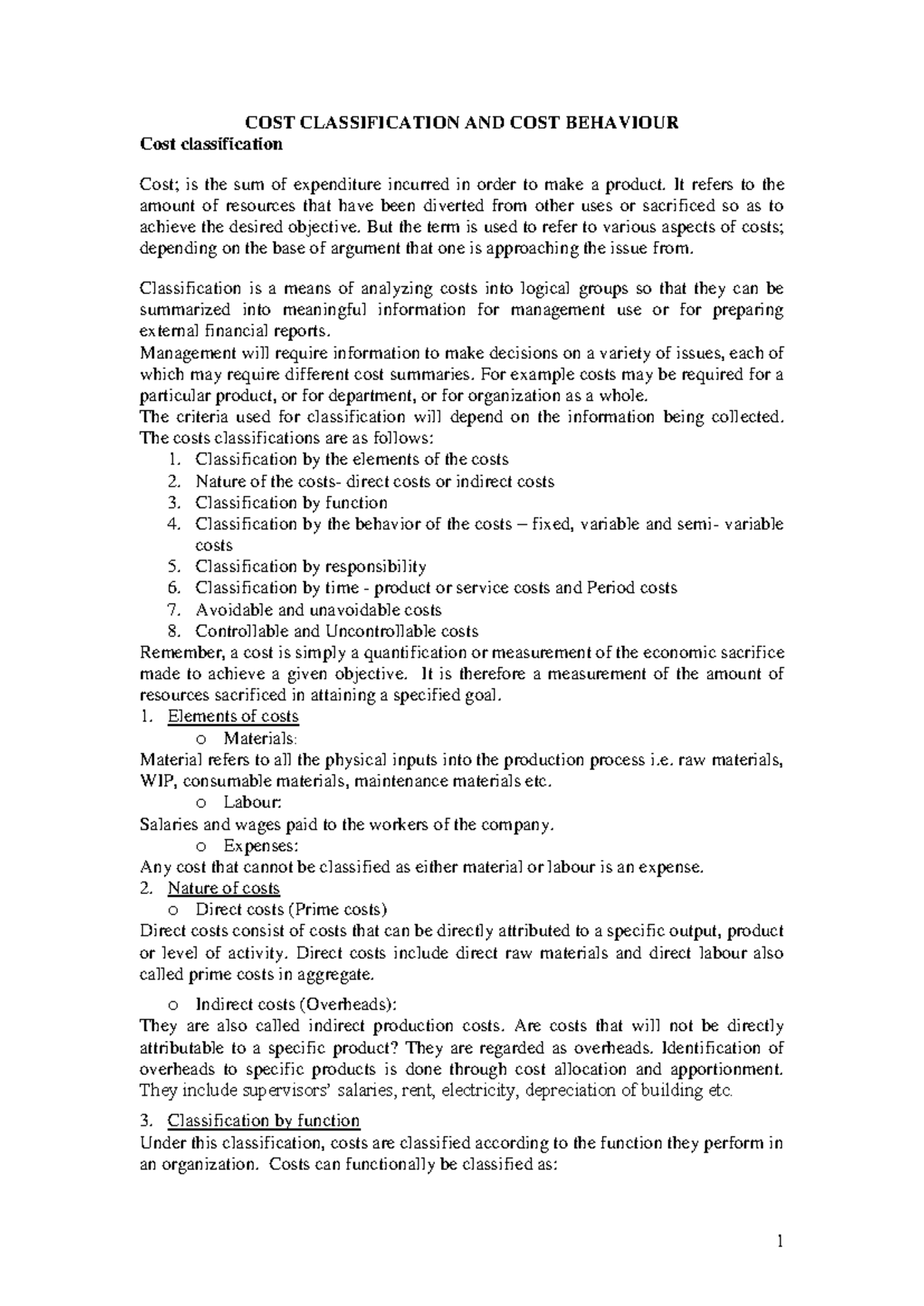 COST Classification and Behaviour Analysis: Key Concepts Explained ...