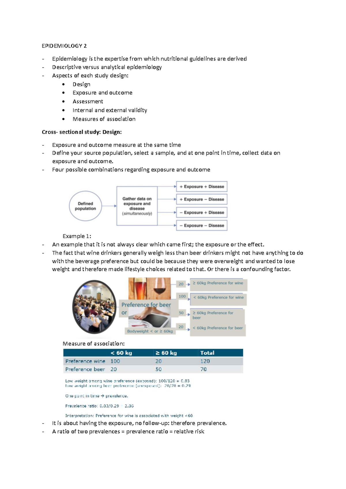 Epidemiology 2 - Lecture Notes on Study Designs and Validity - Studeersnel