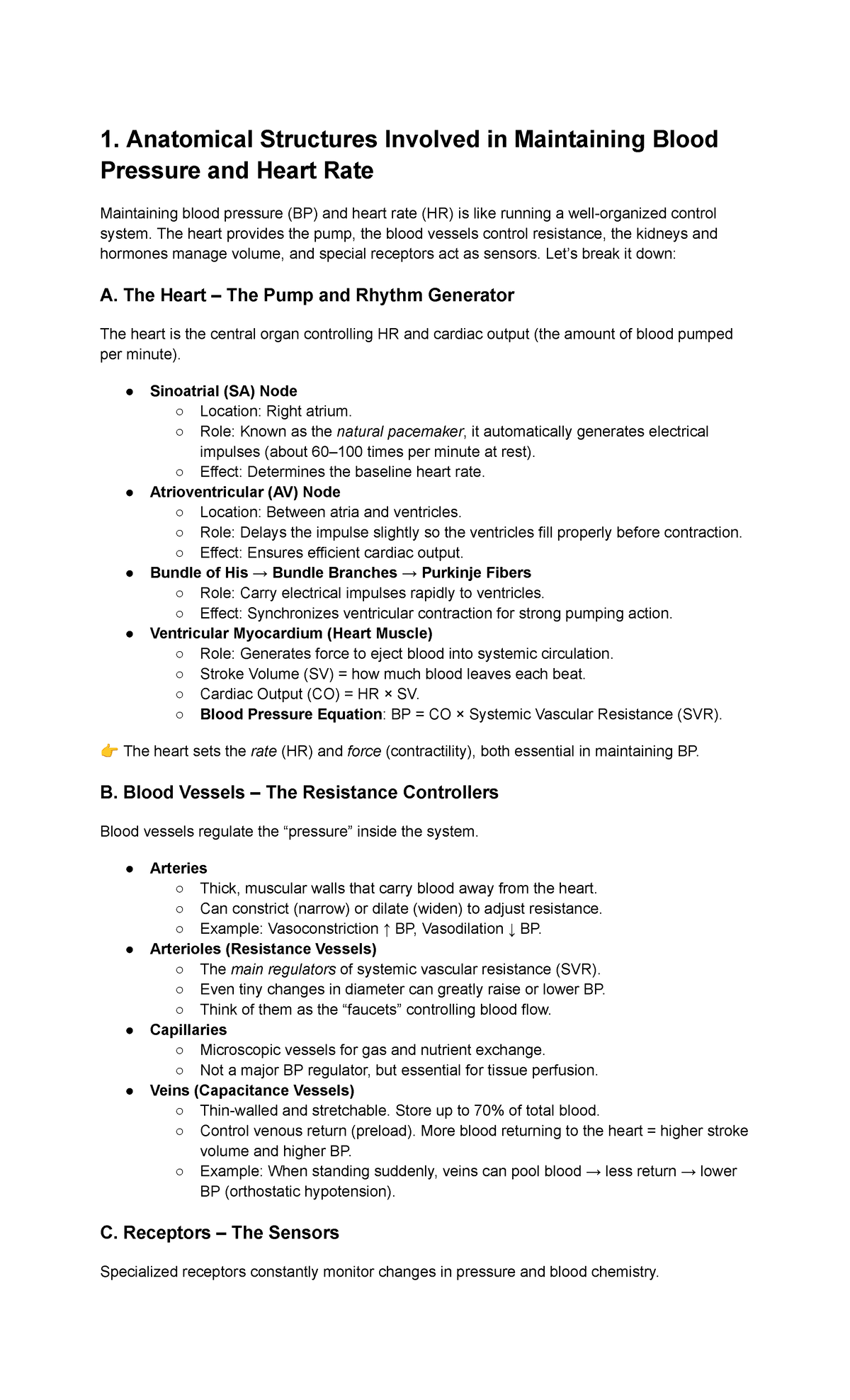 Recitation Notes for MS: Blood Pressure & Heart Rate Regulation - Studocu