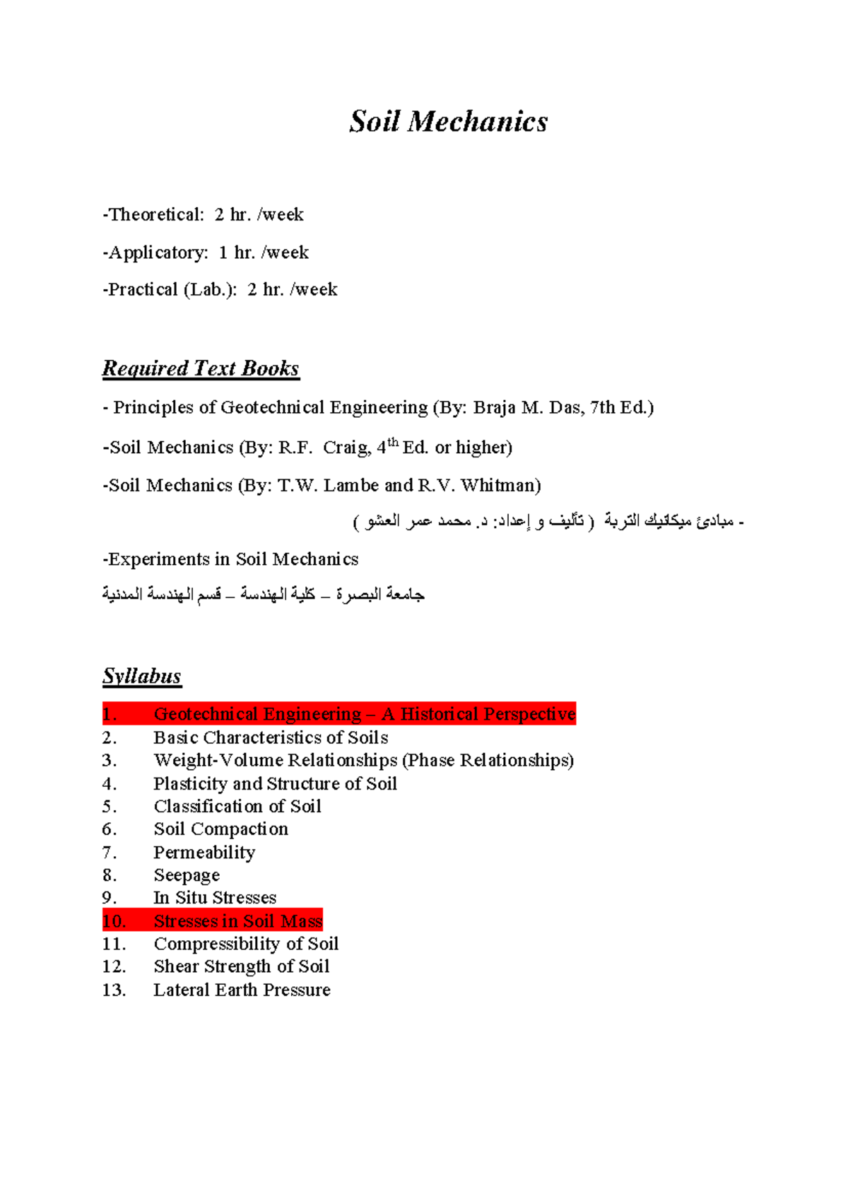 Geotechnical Engineering Exam Review: Soil Mechanics (Course Code ...