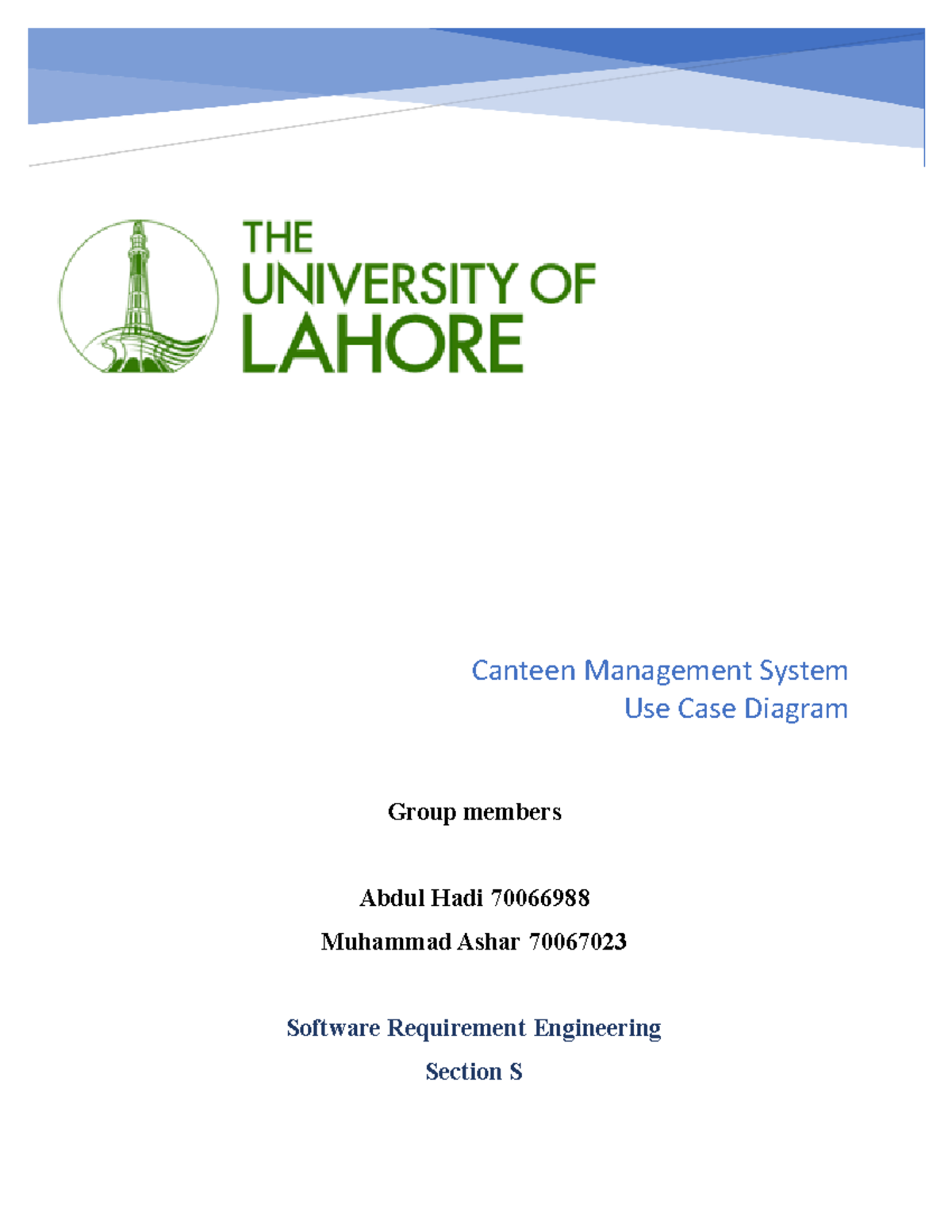 Canteen Management System Use Case Diagram - Assignment 2 - Studocu