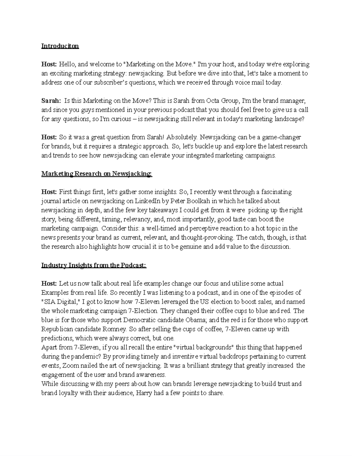 MKT2002 Assignment 1: Exploring Effective Newsjacking Strategies - Studocu