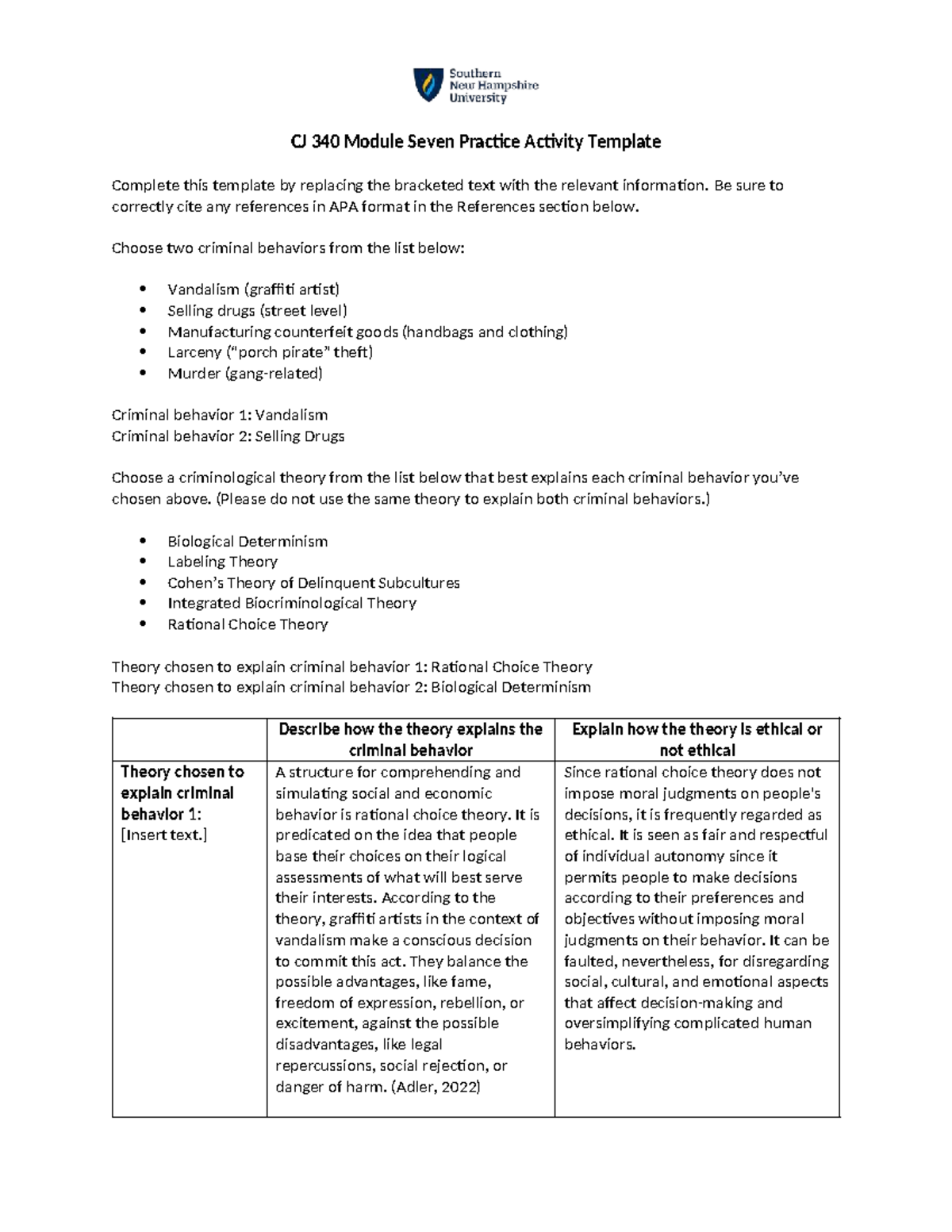 CJ 340 Module Seven Practice Activity - Be sure to correctly cite any ...
