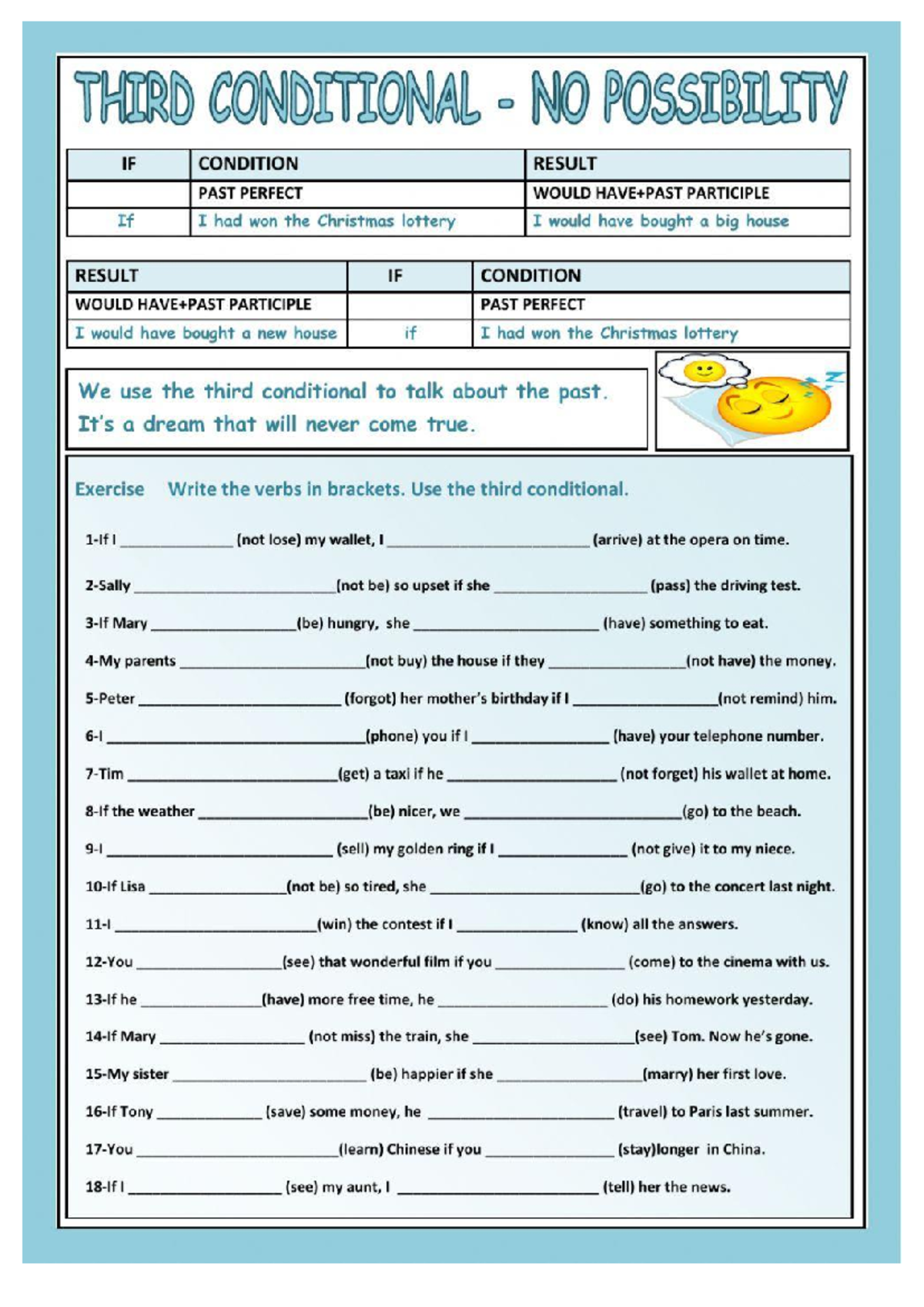 Worksheet 44707 - Third Conditional Structure Practice - Studocu