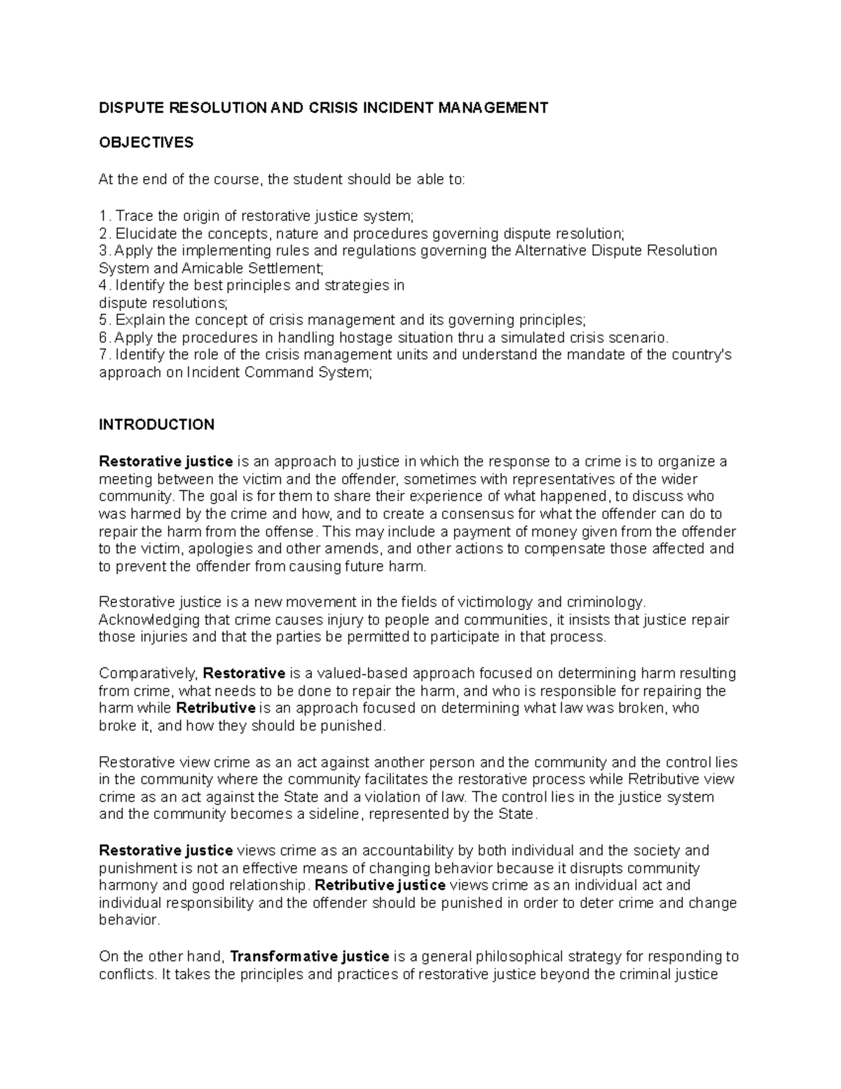 Dispute Resolution and Crisis Management: A Comprehensive Guide - Studocu