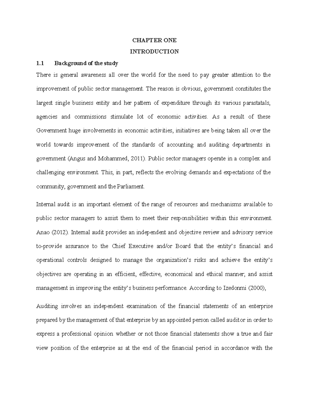 Research - CHAPTER ONE INTRODUCTION 1 Background of the study There is ...