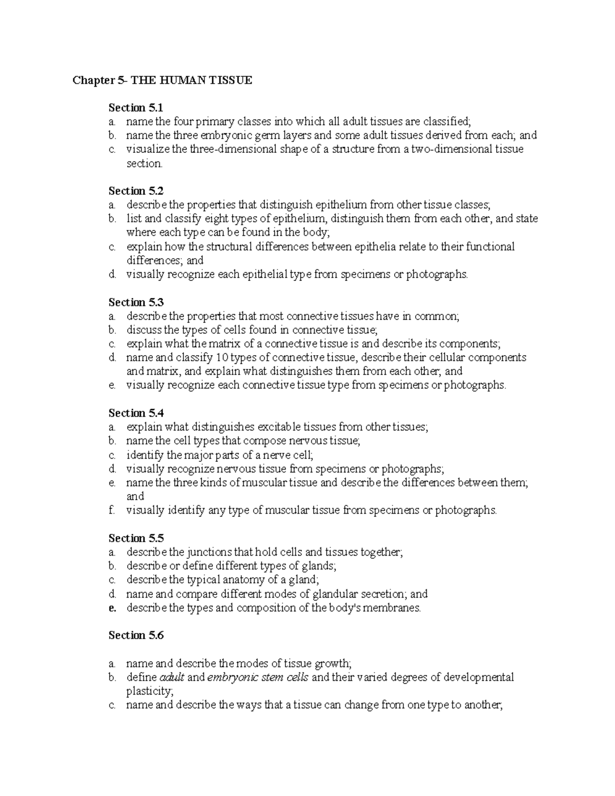 Histology Student Review: Chapter 5 - Human Tissue Types and Functions ...