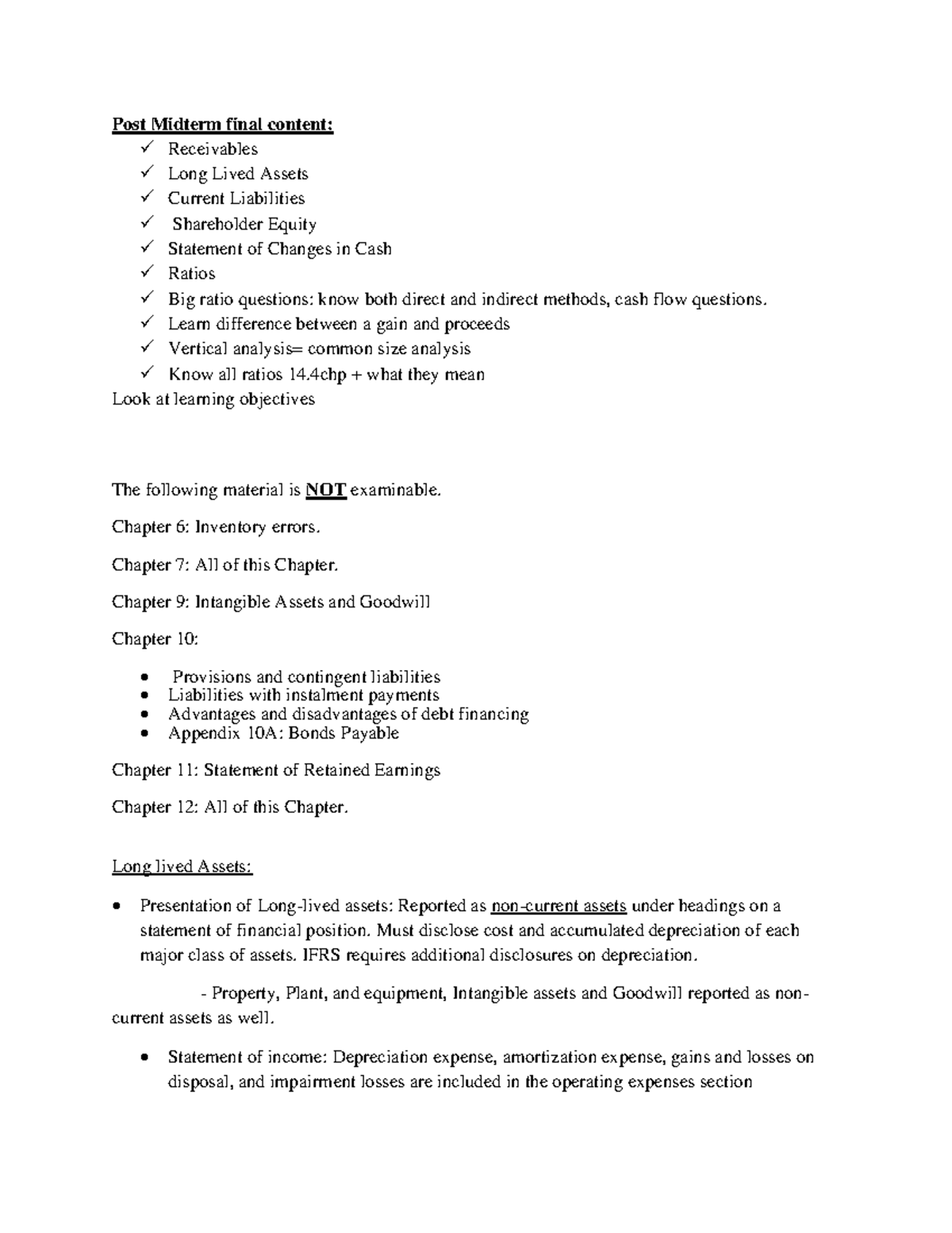 ADM1340 Final Exam Study Guide: Key Concepts & Key Ratios - Studocu