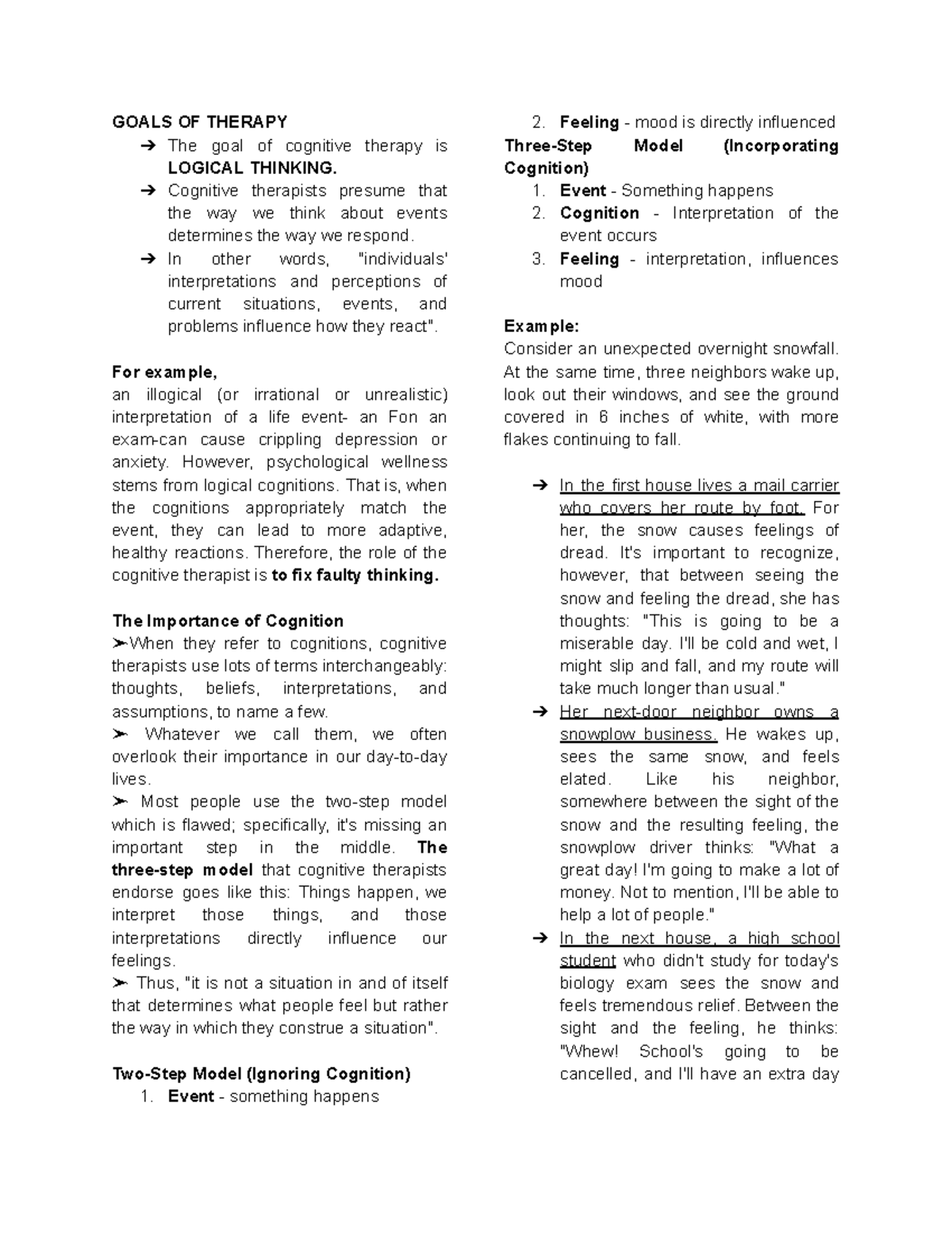 Midterm Notes on Cognitive Therapy in Clinical Psychology 002 - Studocu