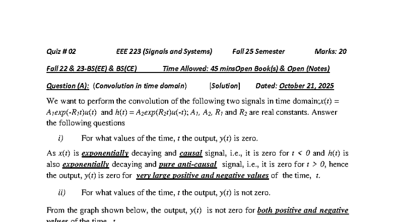 Quiz 02 Solutions - Signals and Systems (BS(CE) Fall 22) - Studocu