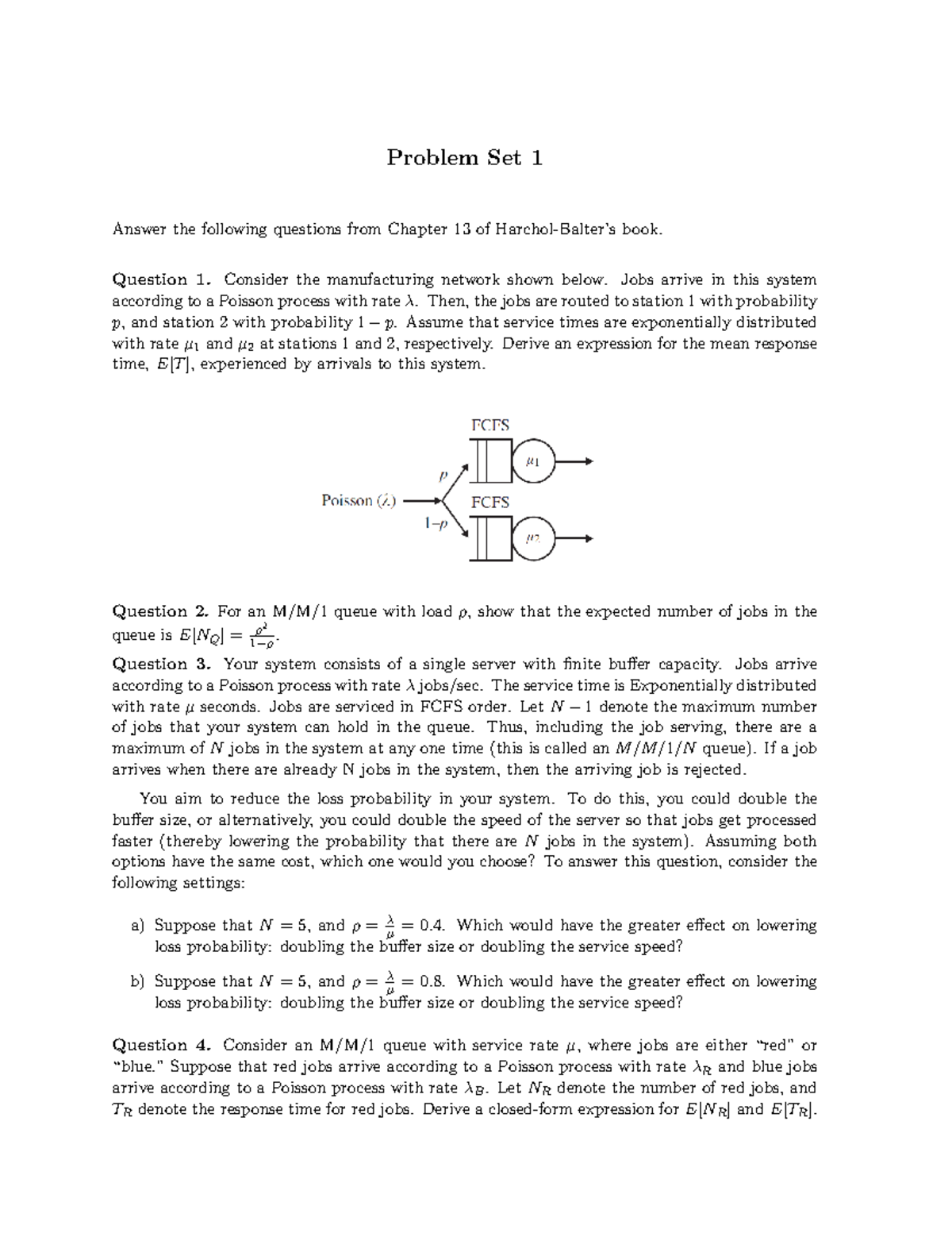 Problem Set 1: Queuing Theory Exercises from Ch. 13 Analysis - Studeersnel
